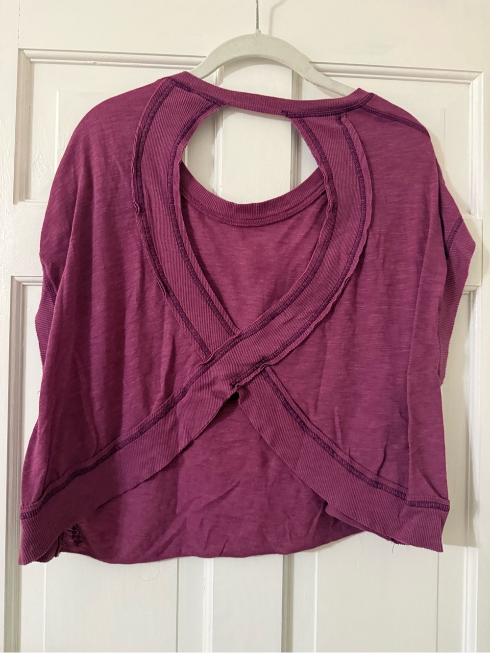 FP Movement by Free People Plum Open-Back Cross Detail Tee